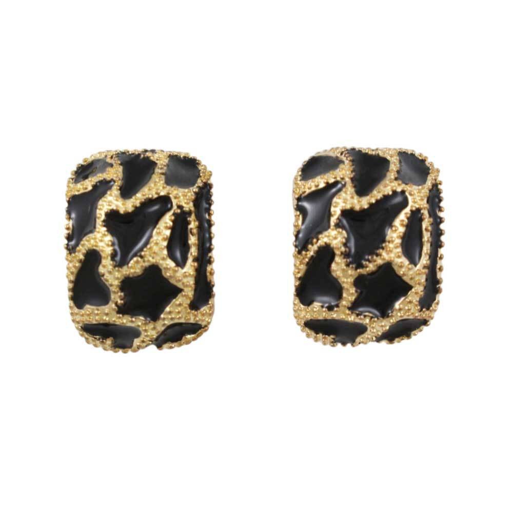 Black and Gold Enamel Leopard Print Pierced Earring – EQ815