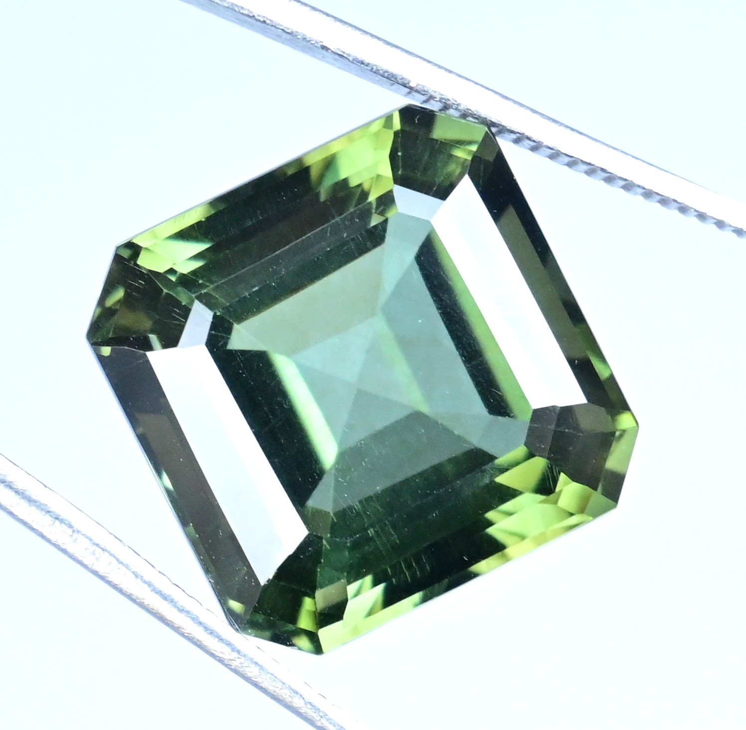 22.65 Ct Natural Greenish Moldavite Octagon Flawless Certified Loose Gemstone