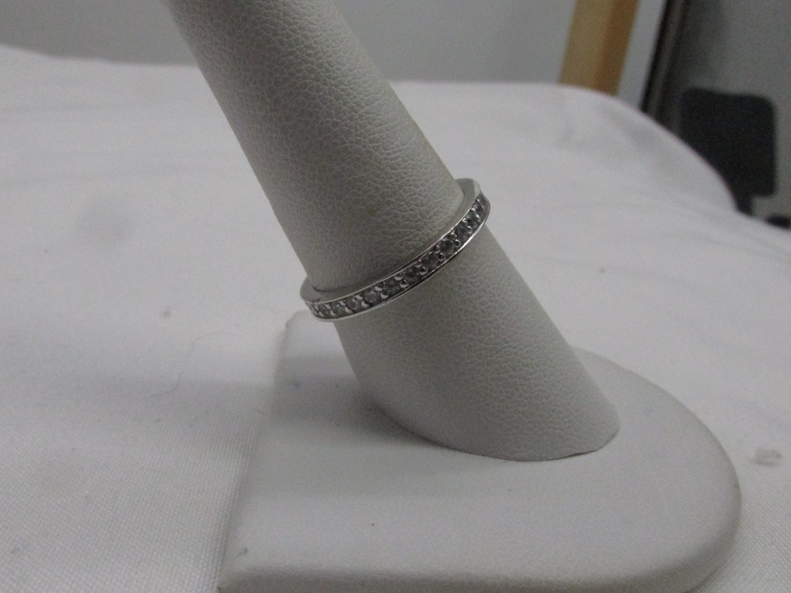 Vintage Sterling Silver Cubic Zirconia Eternity Band Style Ring Sz 8 #292