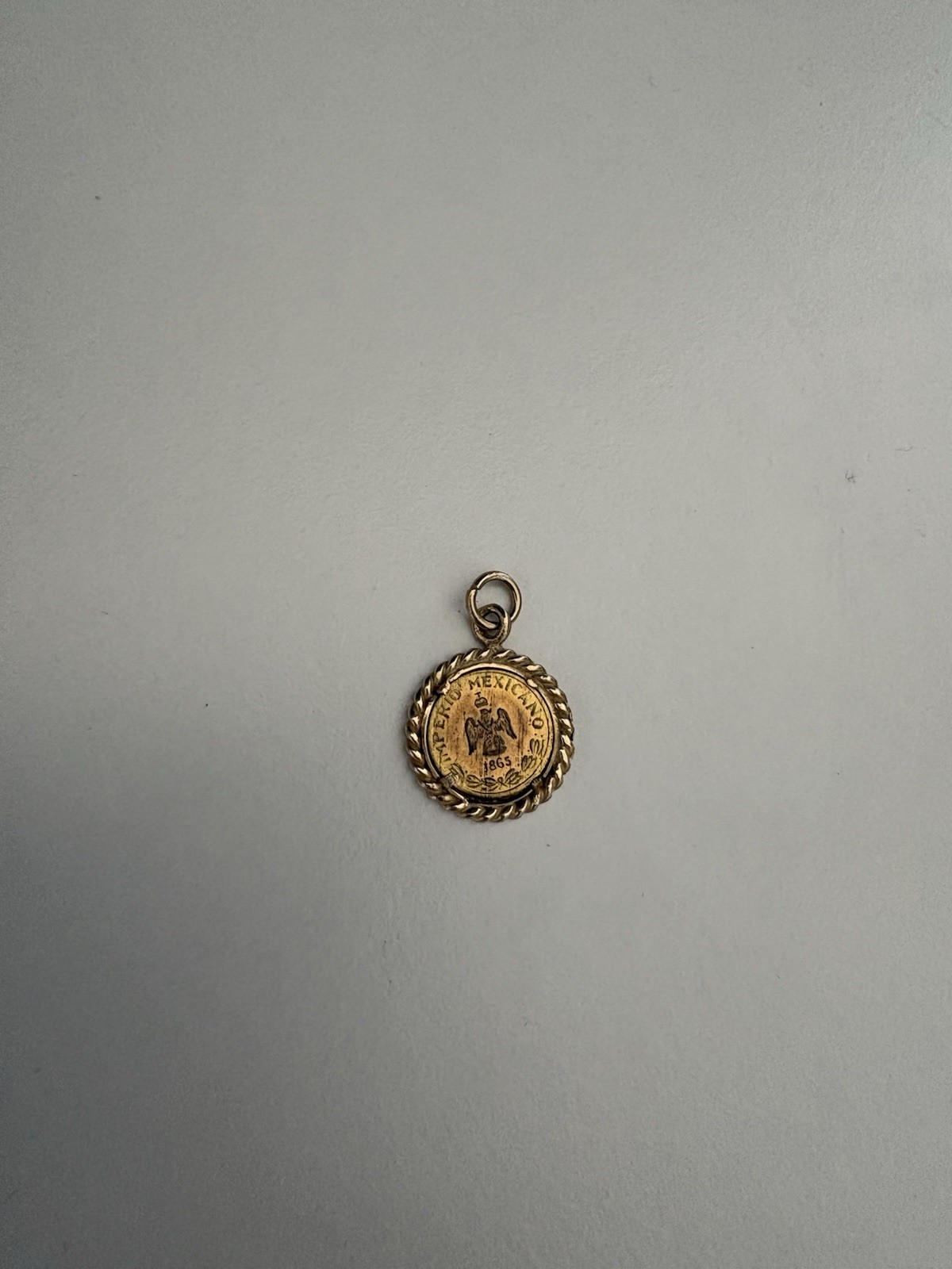 14kt Yellow Gold Imperio Mexicano 1865 Coin Pendant 1.1gram