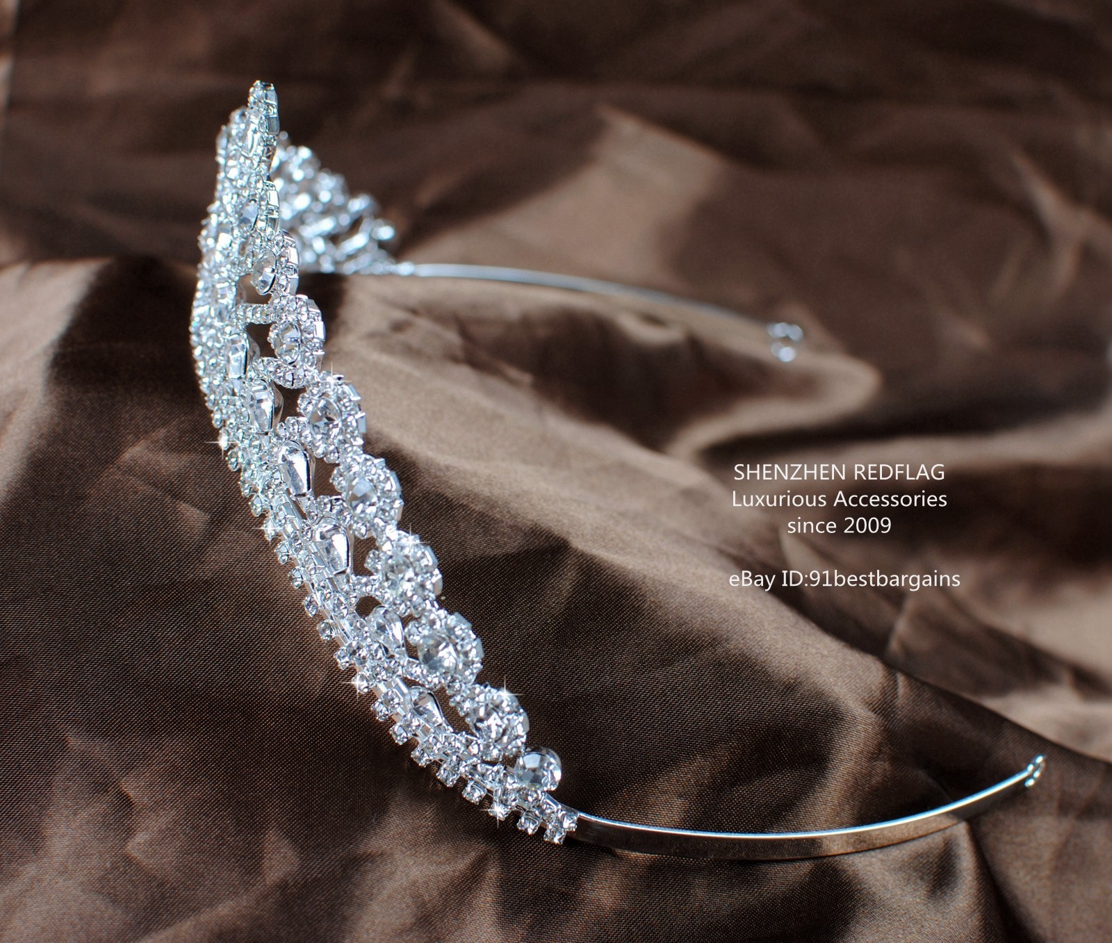 Romantic Royal Tiara Crown Clear Austrian Rhinestones Bridal Wedding Prom Party