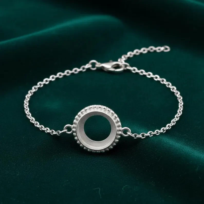 925 Sterling Silver 10mm Round Bezel Bracelet Blank DIY Resin Keepsake Handmade