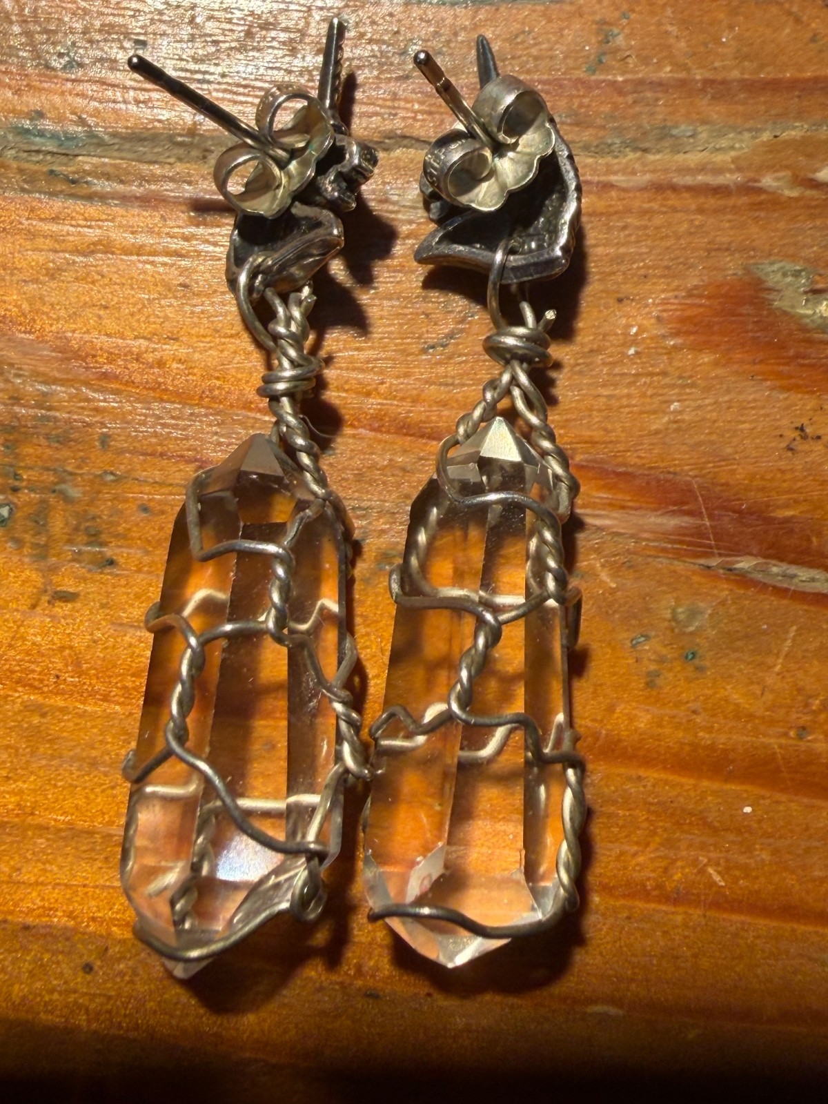 Vtg Carol Felley Unicorn Horse Dangle Earrings Sterling Silver & Crystal Signed