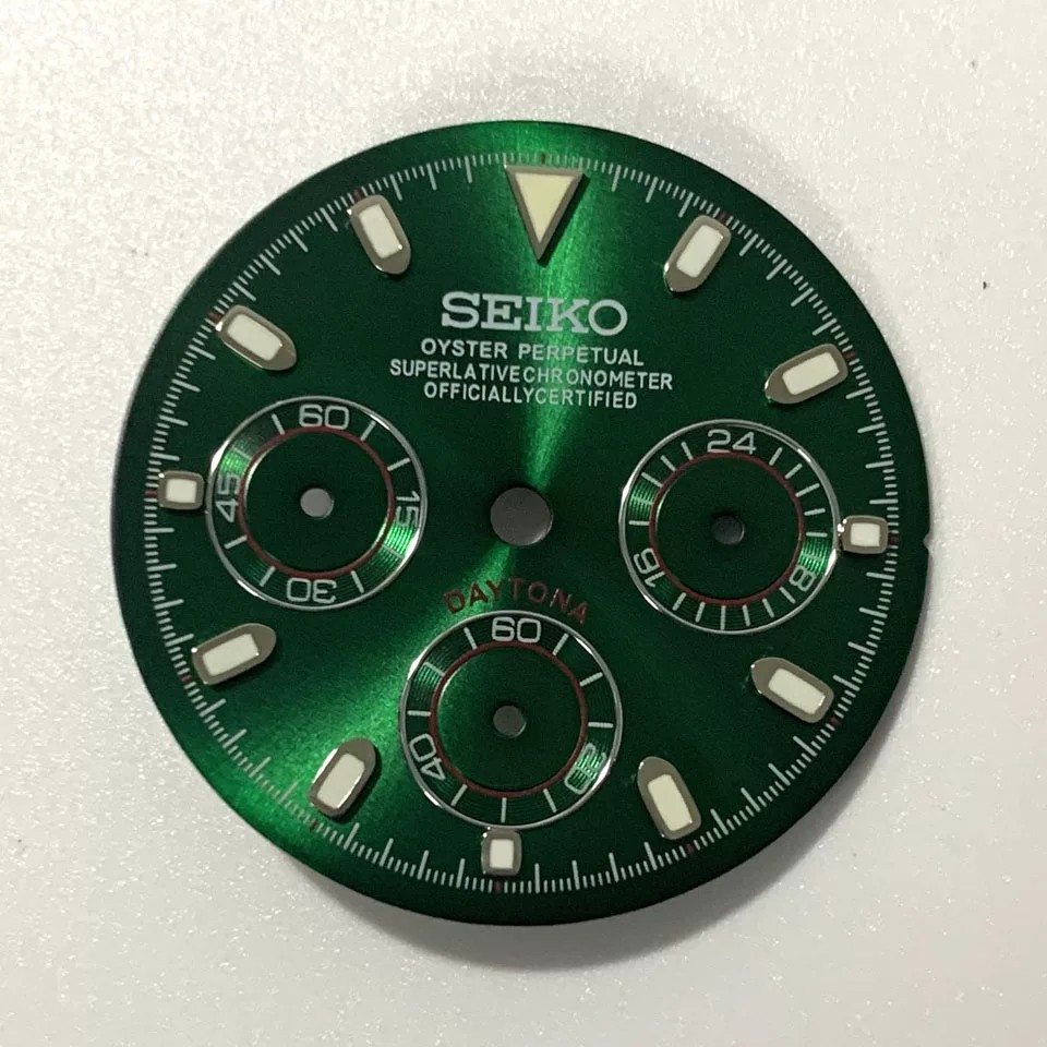 29.5mm Multifunctional Watch Dial Green Luminous for VK63 Movement Accessories