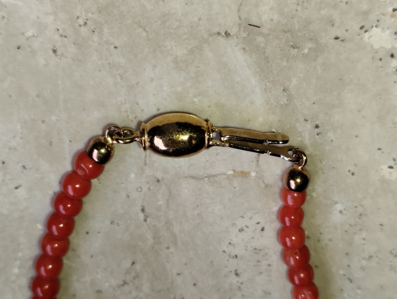 Mediterranean Coral Necklace Sardinia Gold Clasp 750 Corallium rubrum