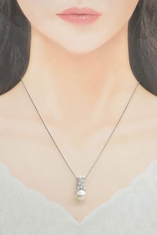 TASAKI White Pearl South Sea Pearl Necklace diamond K18 white gold Used 908468