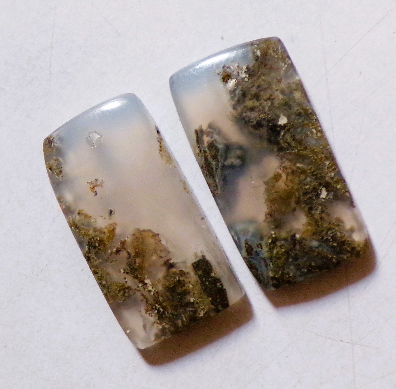 20.50 Cts Natural Indonesia Moss Agate Drilled Cabochon Match Pair Gemstone 23