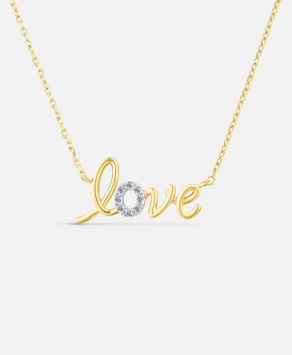 9ct Yellow Gold Love Diamond Necklace
