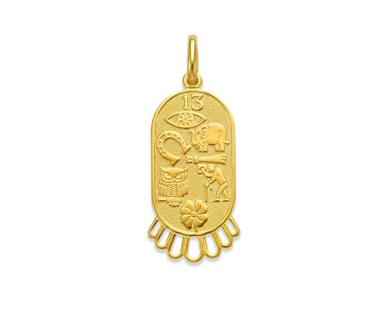14K Solid Gold Lucky Charms Amulet Good Luck Elephant Evil Eye Pendant Italy