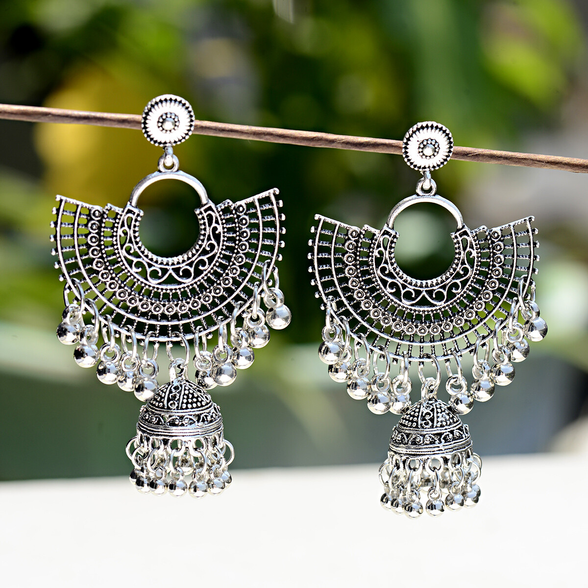 Women Girl India jhumki Gold Silver Bead Earrings Ornament Southeast Asia Style