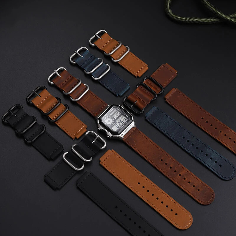 Retro Leather Watch Strap For Casio AE-1200WH A159W-N1 A168 AE-1200WH/1300/1000