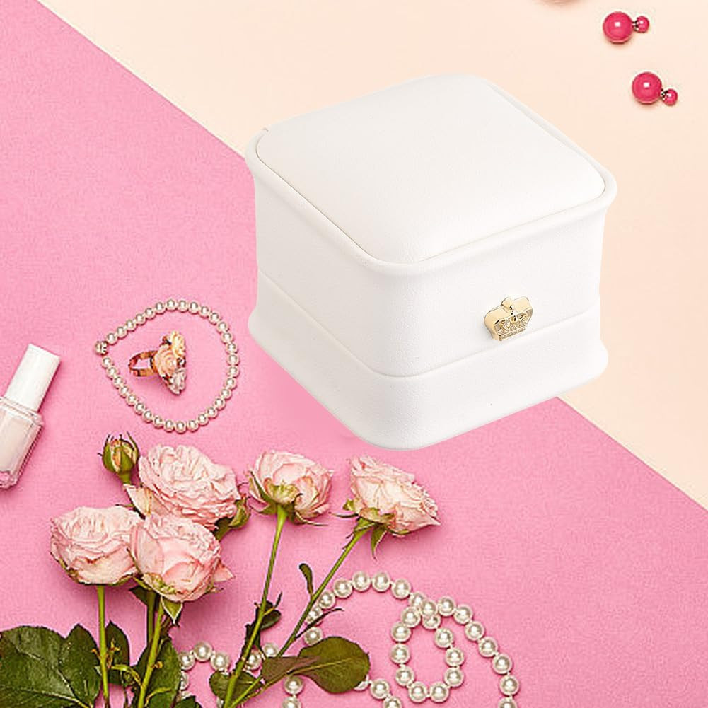 2PCS Small PU Leather Jewelry Organizer Box White Velvet Luxury Pendant