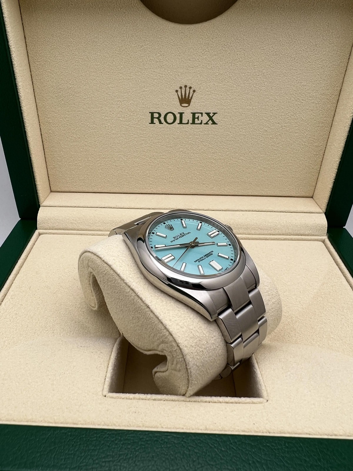 Rolex Oyster Perpetual 41mm 124300 Custom Turquoise Dial Box & Papers + Original