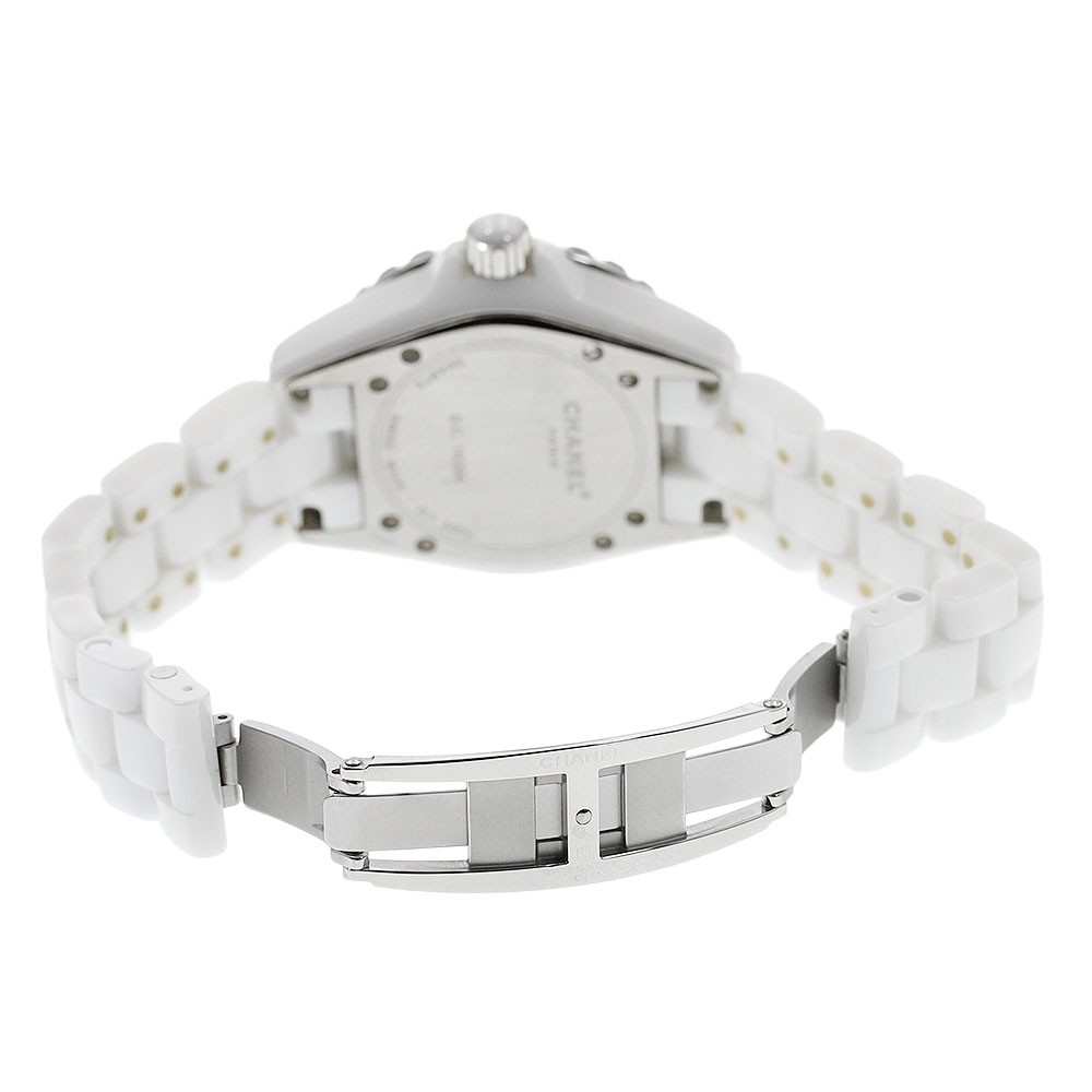 CHANEL J12 H1181 Pink Sapphire Bezel white Dial Quartz Ladies Watch_959548