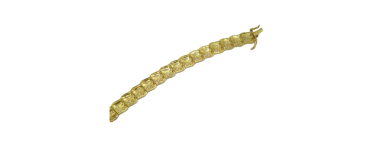 STS Karis Vintage Bracelet Link Floral Design Gold Tone