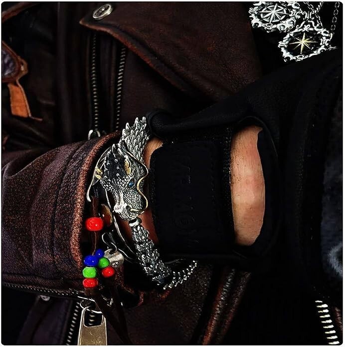 Viking Dragon Mens Bracelet Stainless Steel Scale Chain Cuff Bangle Punk Jewelry