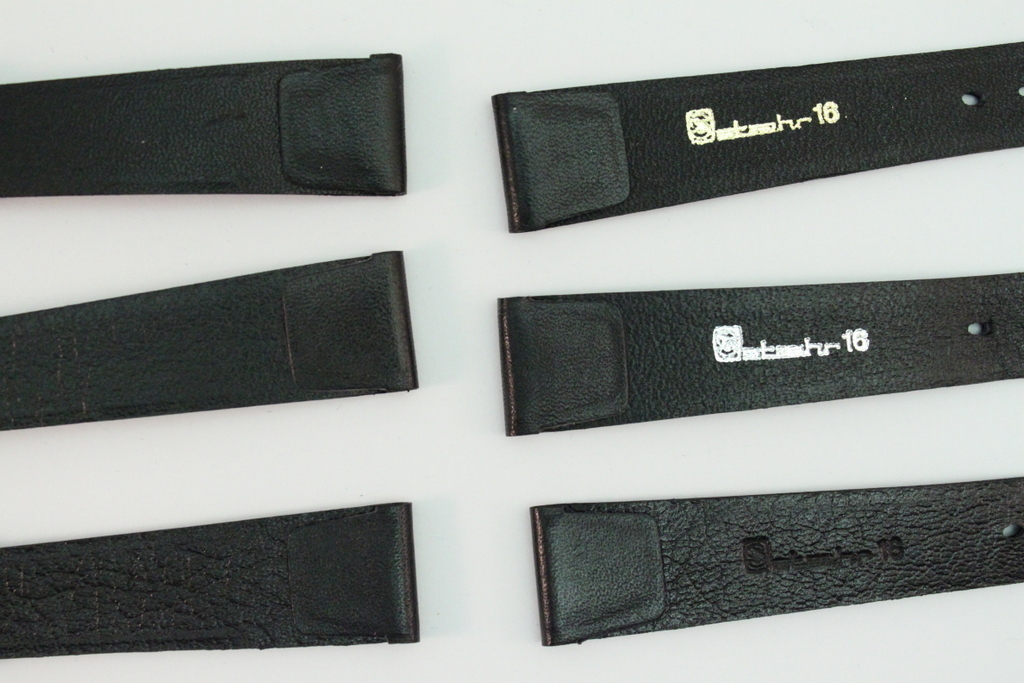 Watch Strap Clip Band 16mm Leather for Fixed Bars Length: M Black