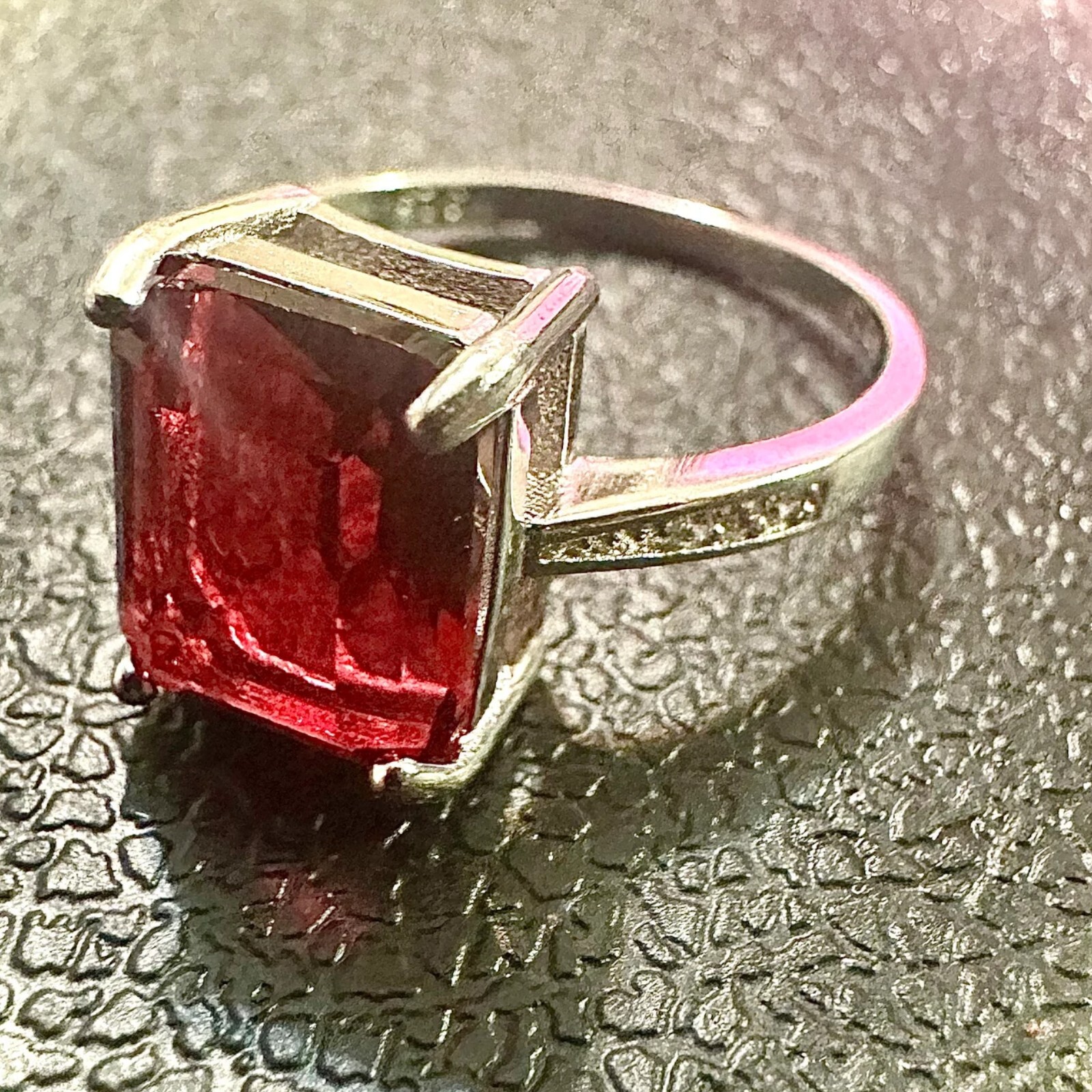 Ruby Ring 925 Sterling Silver Jewelry Emerald Cut Size 6 7 8 9 lab-created