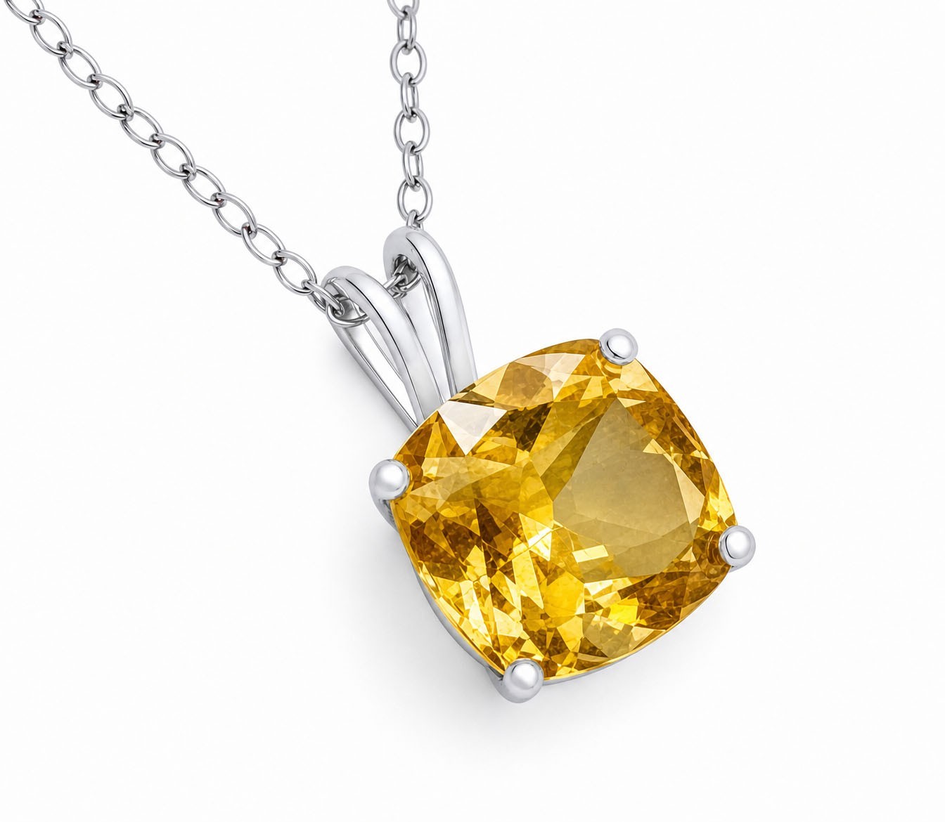 GENUINE 1.88 Cts YELLOW TOPAZ PENDANT SOLID 14k YELLOW GOLD -Free Certificate