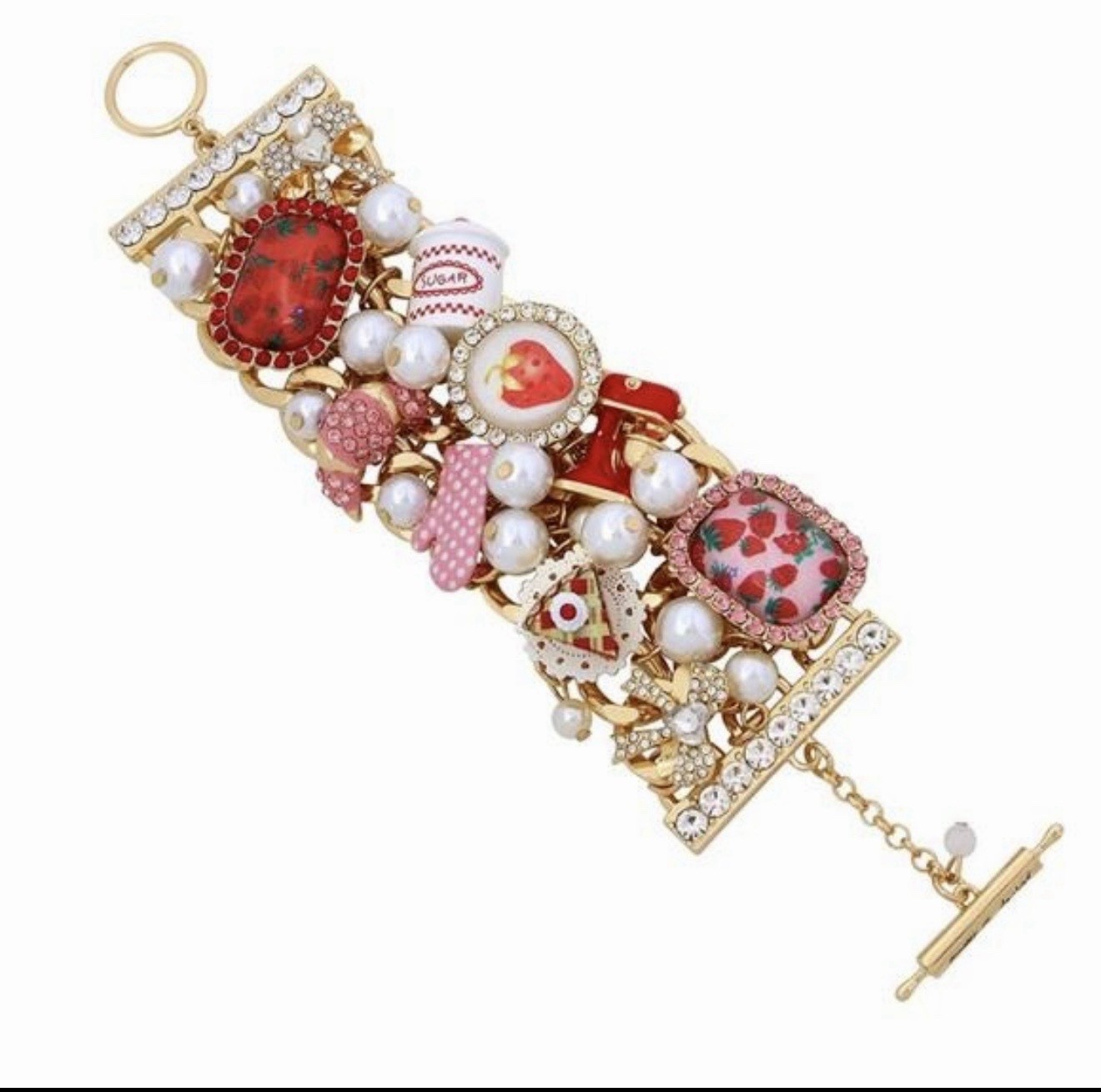 BETSEY JOHNSON “Babycakes” Baking Kitchen Toggle Bracelet 7.5” MSRP $128 NWT