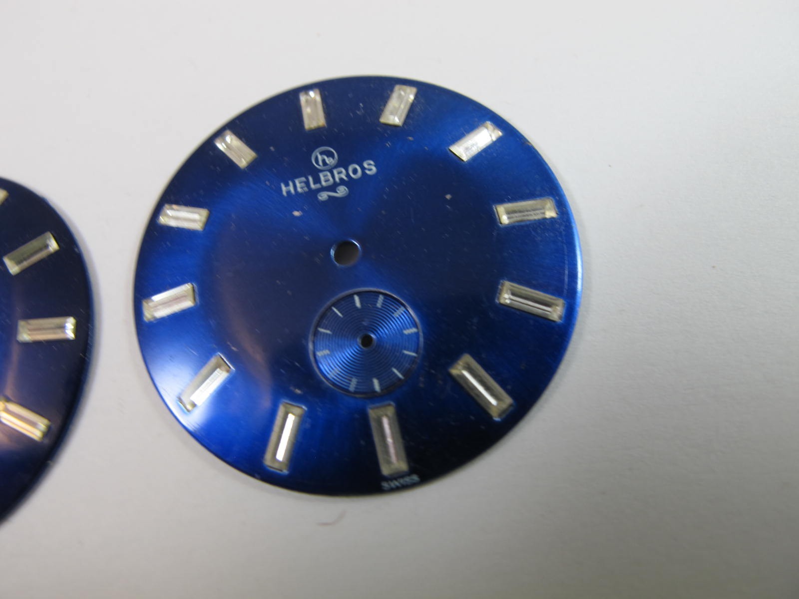 HELBROS MENS VINTAGE DARK BLUE FANCY DIALS WITH RHINESTONES 31.53MM