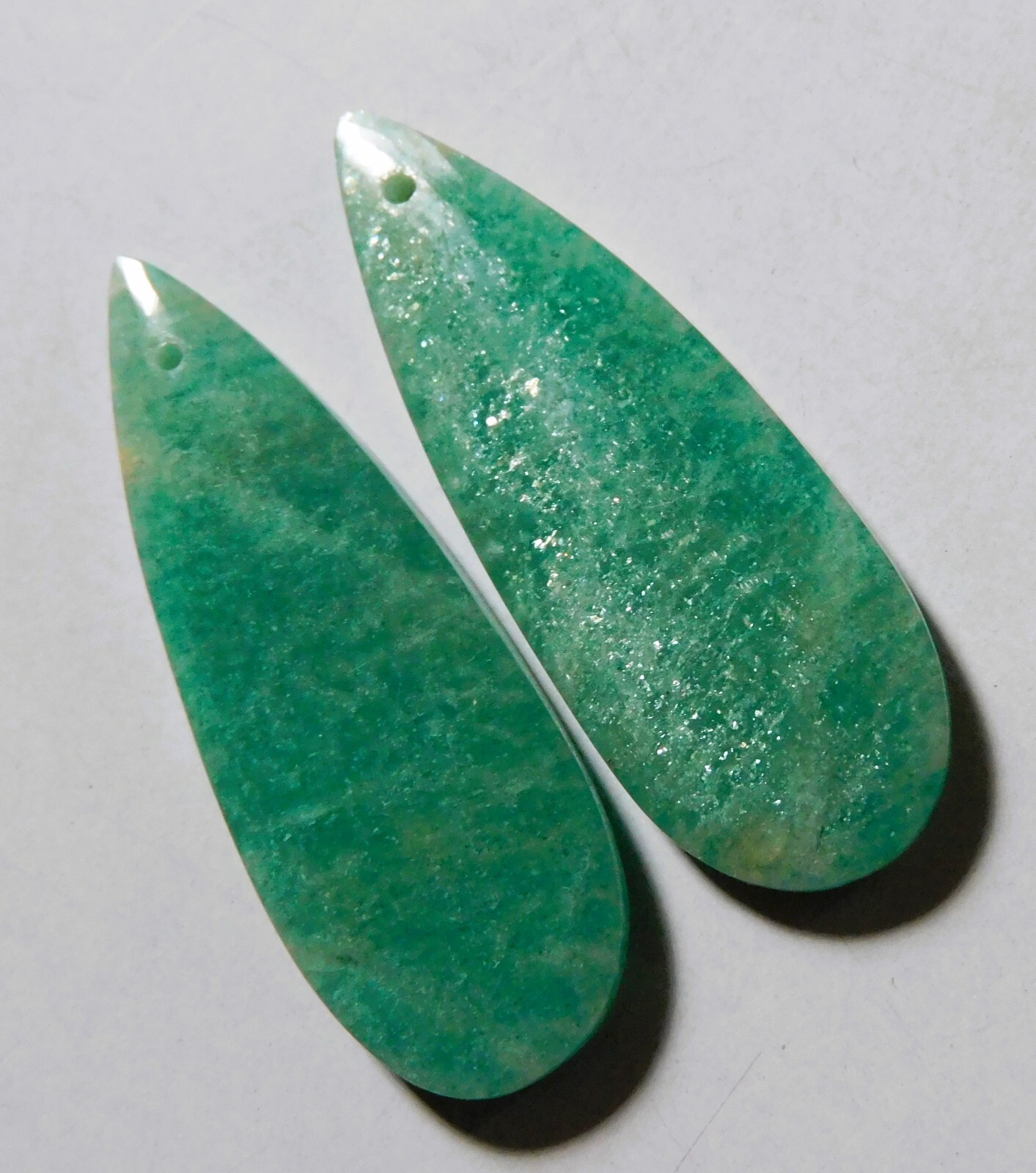 34.10 Cts Natural Amazonite Drilled Cabochon Match Pair Gemstone 37.4X13.3MM 33