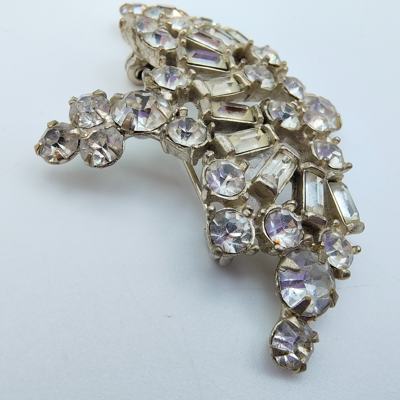 Vintage Art Deco Rhinestone Crown Brooch Old Hollywood Regency Tiara Royalcore