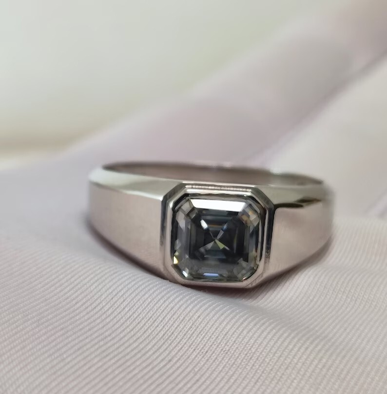 3.70 Ct Certified Treated Grey Diamond Solitaire Ring 925 Sterling Silver
