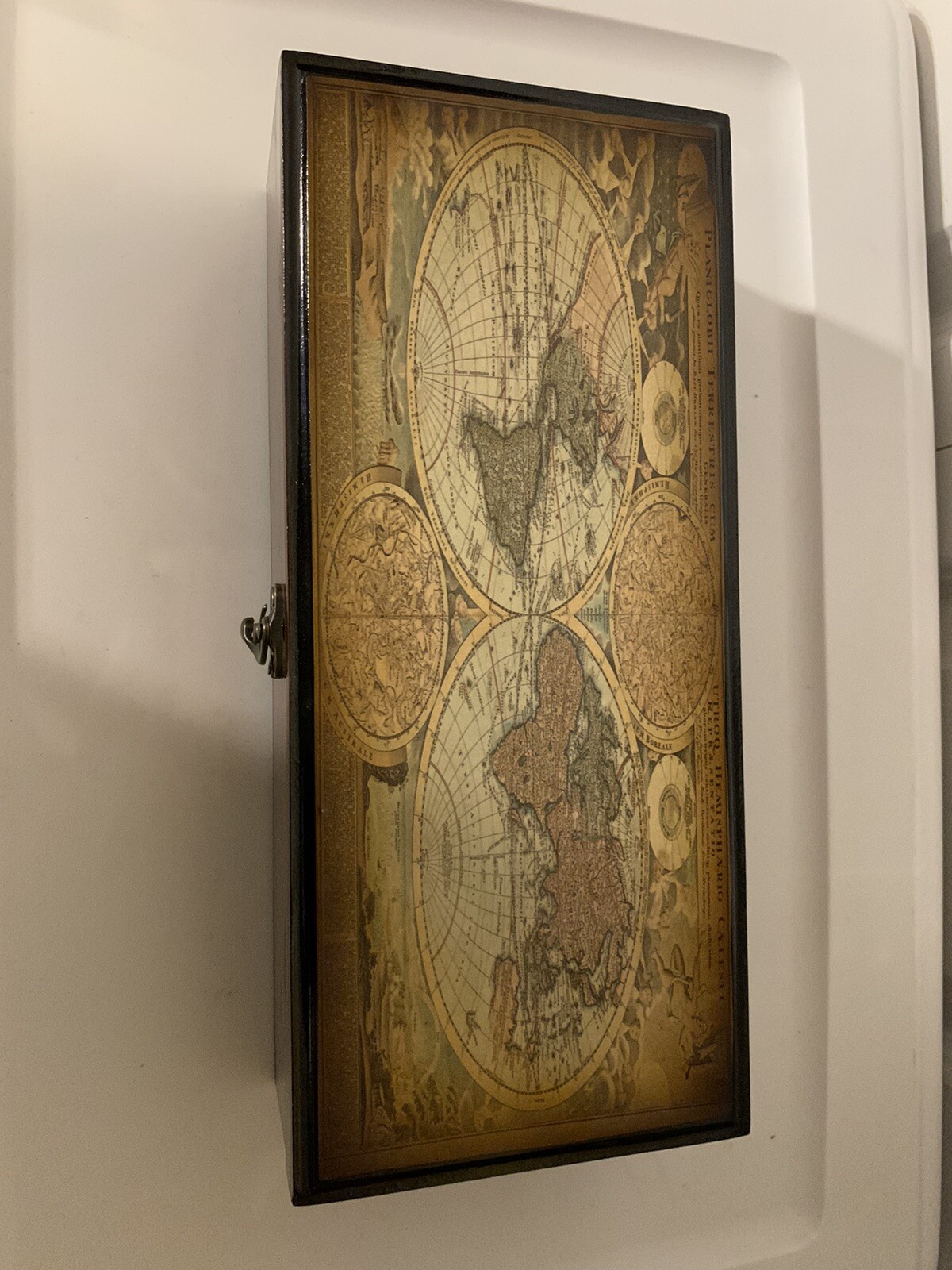 Beautiful Jewelry Box Wood Velvet World Map Keepsake