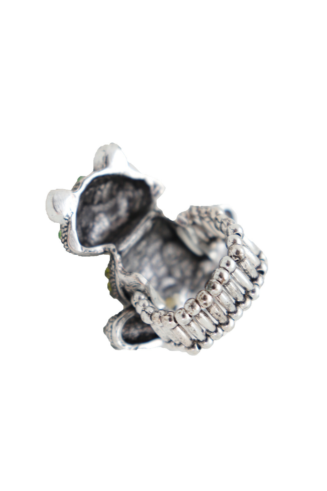 Women Silver Metal Ring Fashion Jewelry Elastic Band Green Frog Animal Luxurious