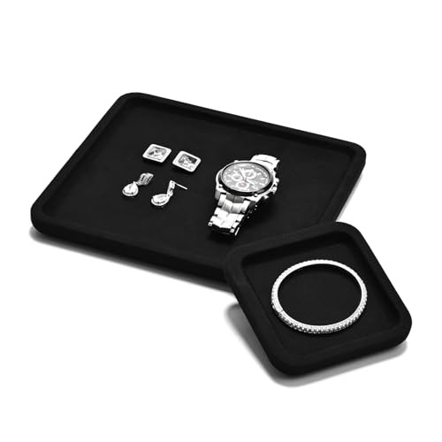 Microfiber Jewelry Display Flat Tray for Rings Earrings 10 * 10 * 1.5cm Black