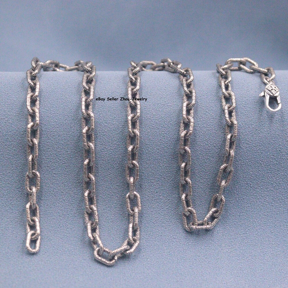 Real S925 Sterling Silver Chain 5mm Square O Link Necklace 31-32g 19.6inch
