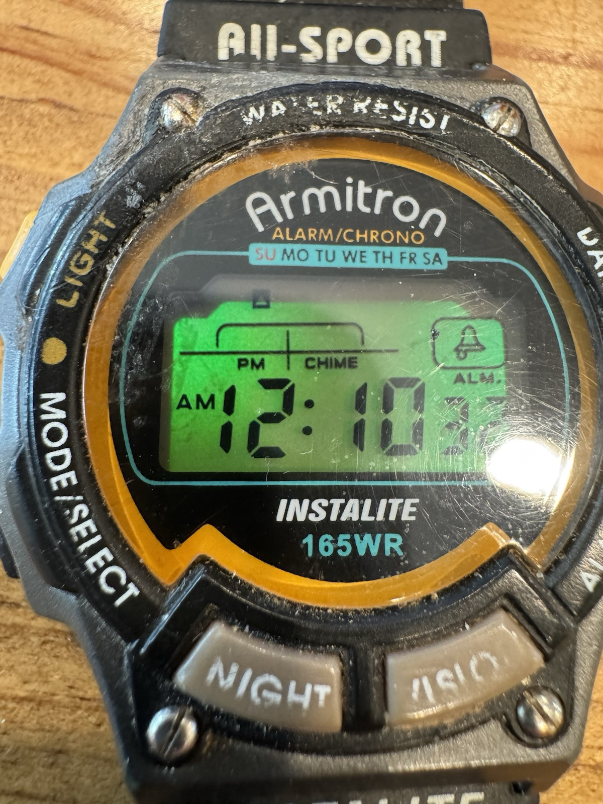 Armitron All Sport Instalite Watch Men 40mm Black Green Dial New Battery a6