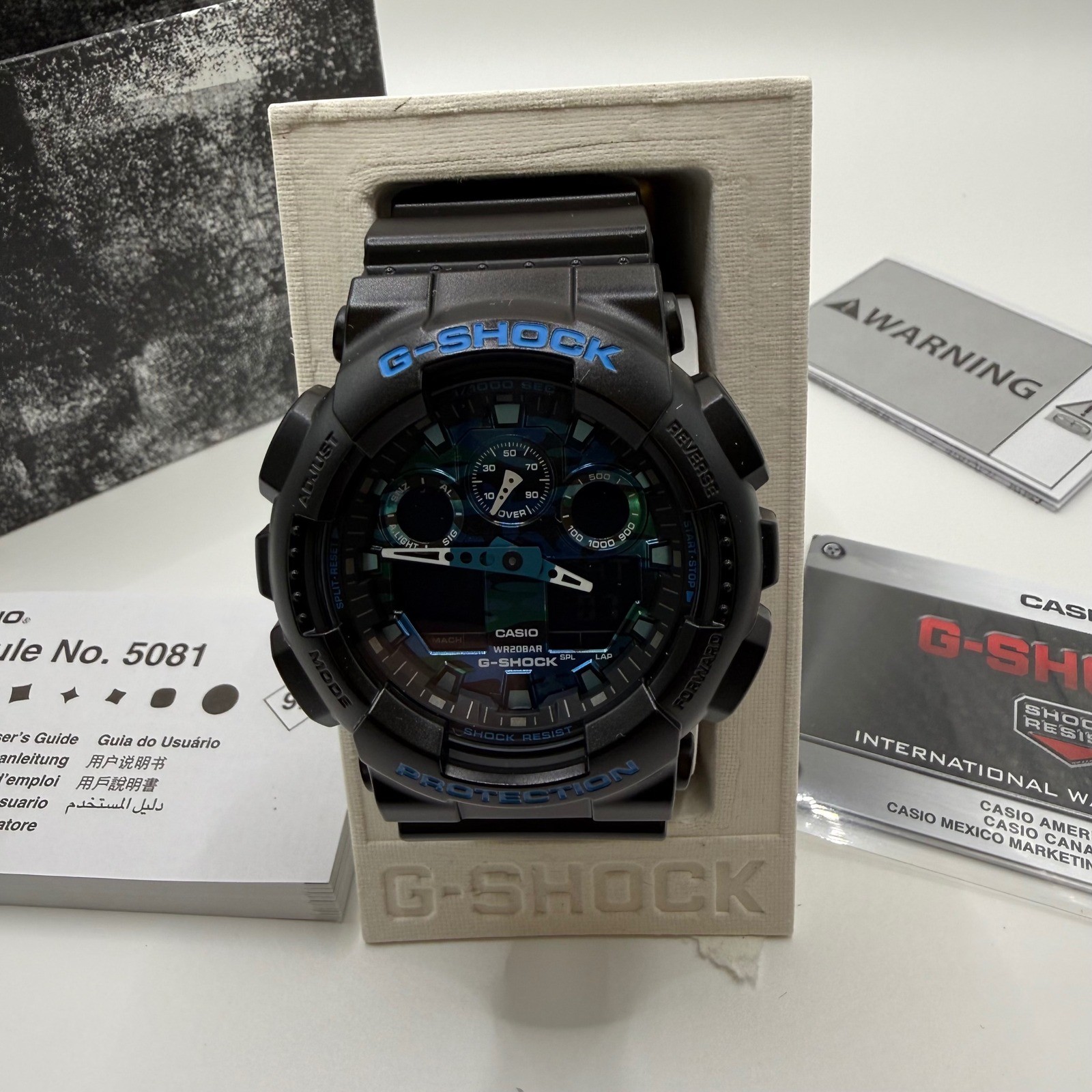 Casio G-Shock GA100CB-1A Black Blue Camo Analog Digital Watch Module 5081 NEW