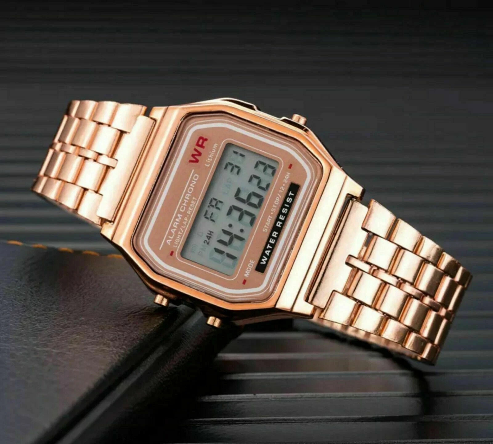CLASSIC DIGITAL RETRO WATCH F-91W STYLE SPORT ALARM GOLD SILVER BLACK GIFT