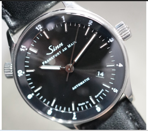 Sinn 6068 Black Dial 38.5mm Automatic Stainless Steel Watch 100M Date Men’s