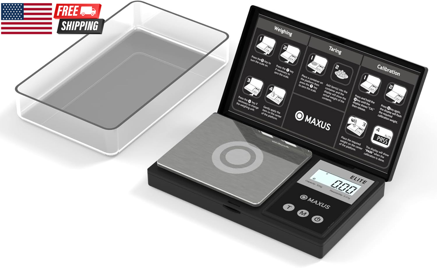 Digital Pocket Gram Scale 500G X 0.01G High Precision with Tray, Weighs Small Fo