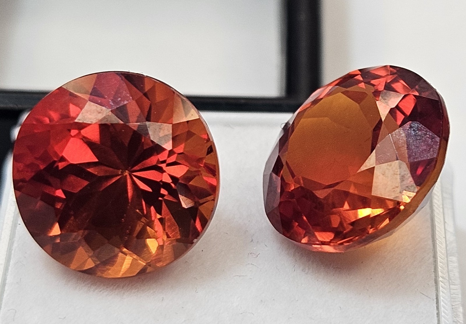 Pair Natural Round Cut Padparadscha Sapphire 21-23Ct Gemstone For Earring Making