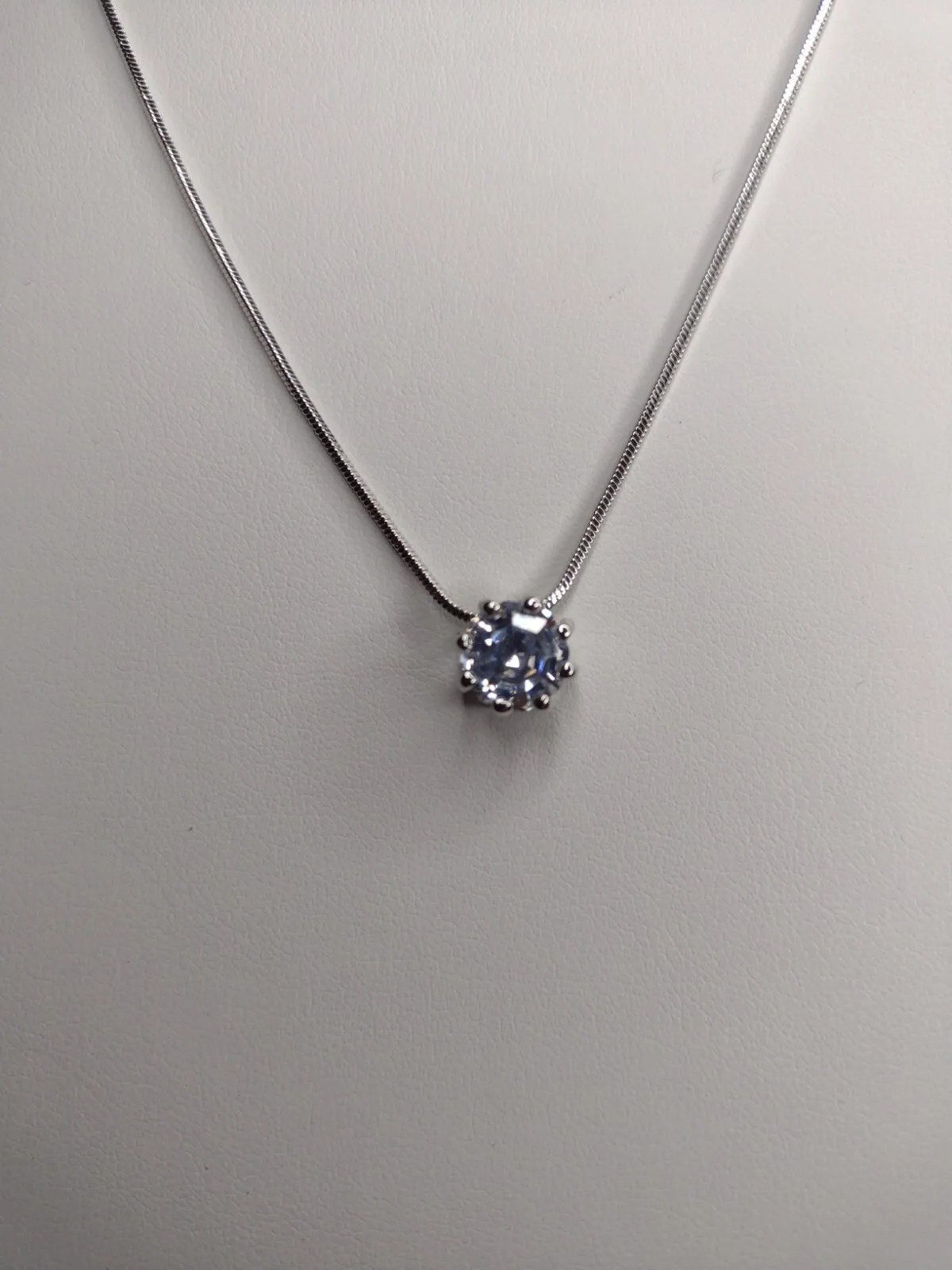 Necklace 16″ Choker Elegant Pendant Faux Clear Jewel Beauty Prom Silver Tone