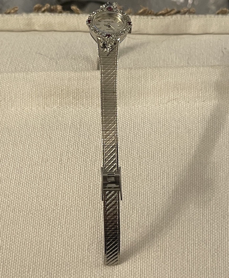 VTG RARE Geneva Swiss GENUINE Ruby and Diamond Watch Women’s Cocktail Wristwatch