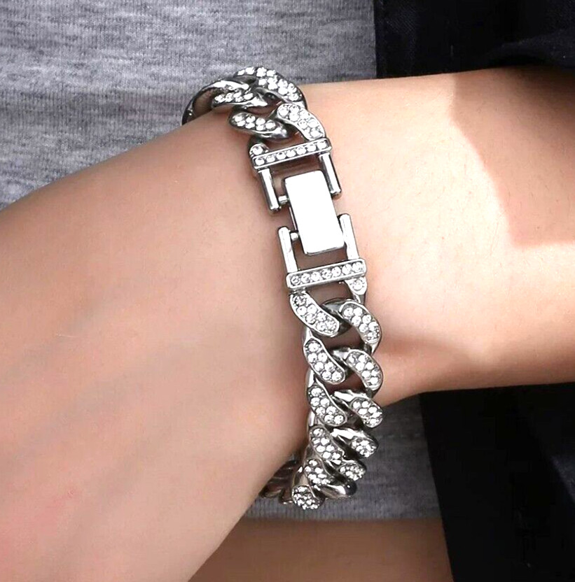 Male and Female both Full Paved Cuban chain Bracelet