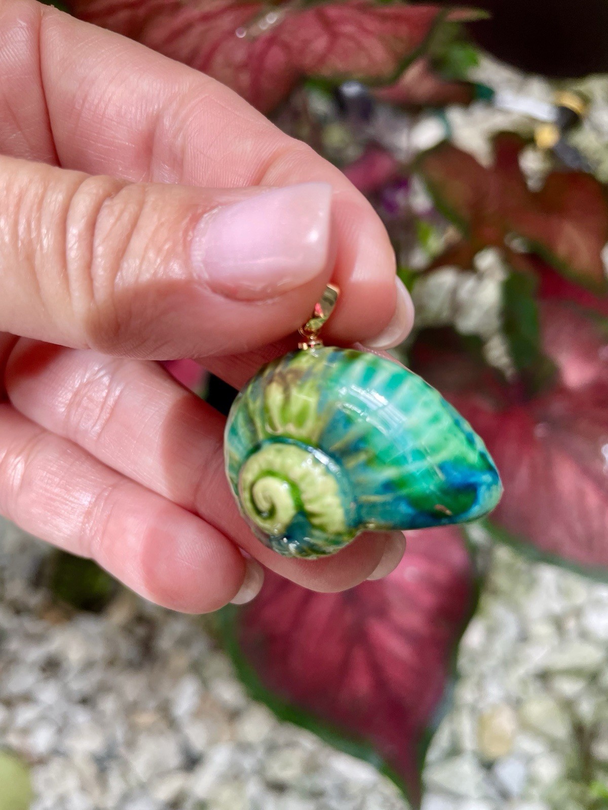 Handmade Ceramic Pendant Jewelry. Unique piece. Reef