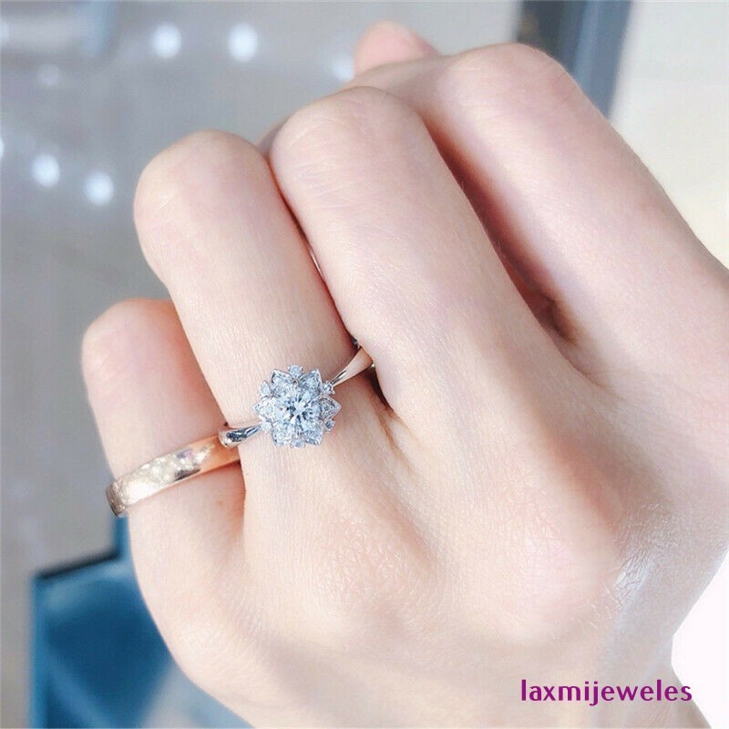2.4Ct Lab-Created Diamond Ring Lotus Floral Sunflower Halo 14K White Gold Over