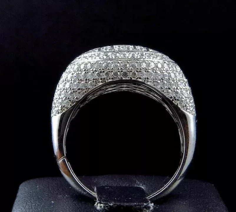 2.55CT Simulated Diamond Elegant Ring Silver Plated Micro Pave Bling Ring