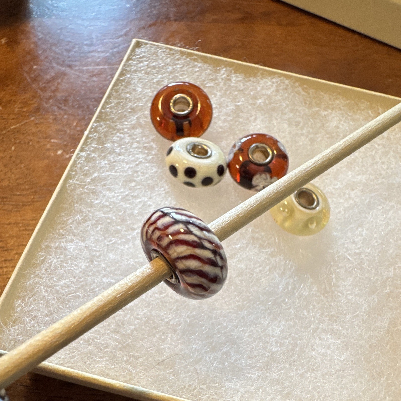 Authentic Trollbeads rare and retired Beige brown kit. 6 piece lot. Unused.
