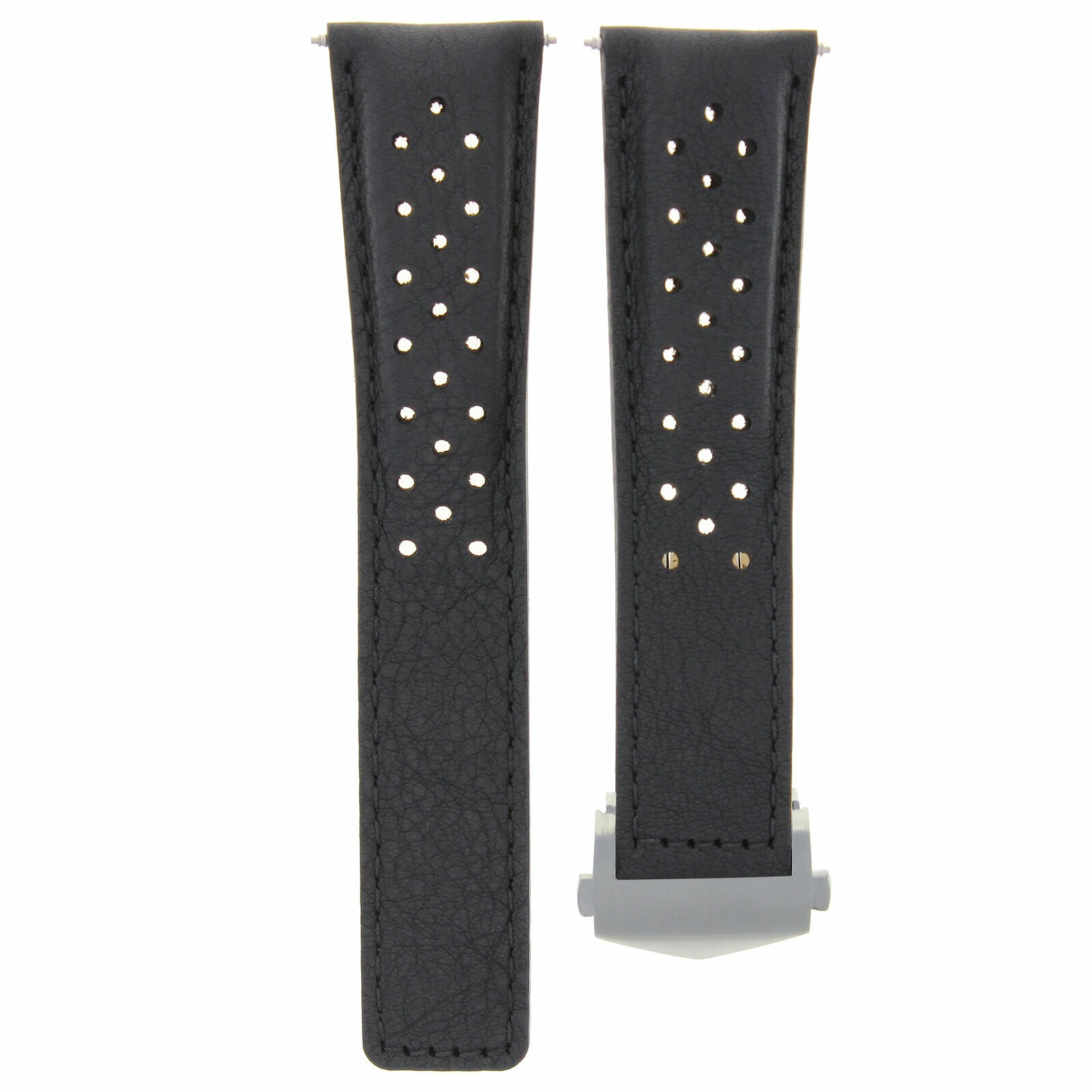 22MM LEATHER BAND STRAP FOR TAG HEUER MONACO CALIBRE 12 CAW2111 CLASP BLACK
