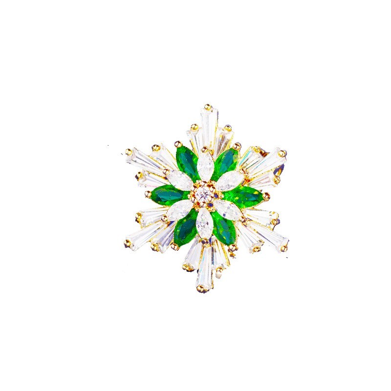 Women’s Fashion Elegant Snowflake Shaped Alloy Brooch Synthetic Zircon Brooch