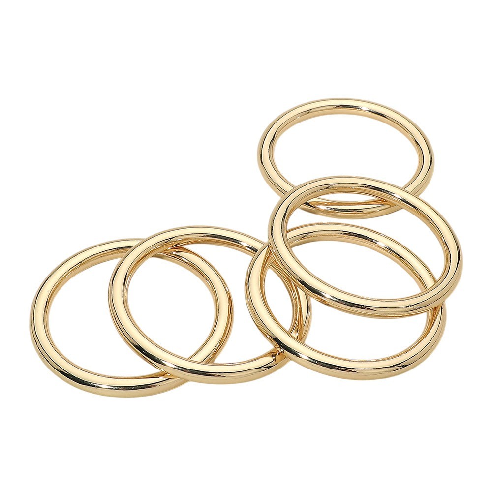 5PCS Gold Tone Stackable Bangle Bracelets Minimalist Polished Metal Women