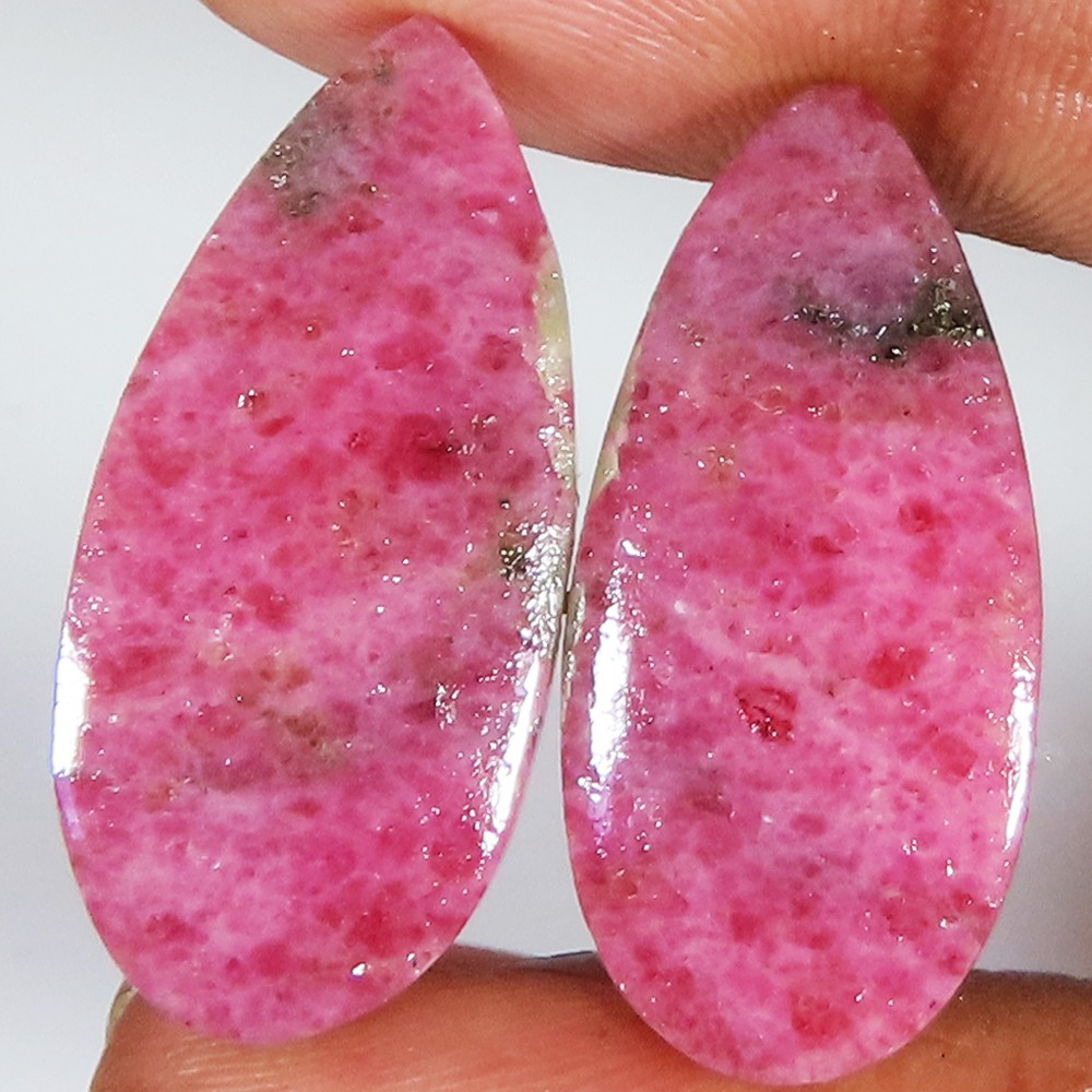 46.60 CT 100% Natural Rhodonite Pair Pear Cabochon Rare Gemstone 13x28x4mm GT-41