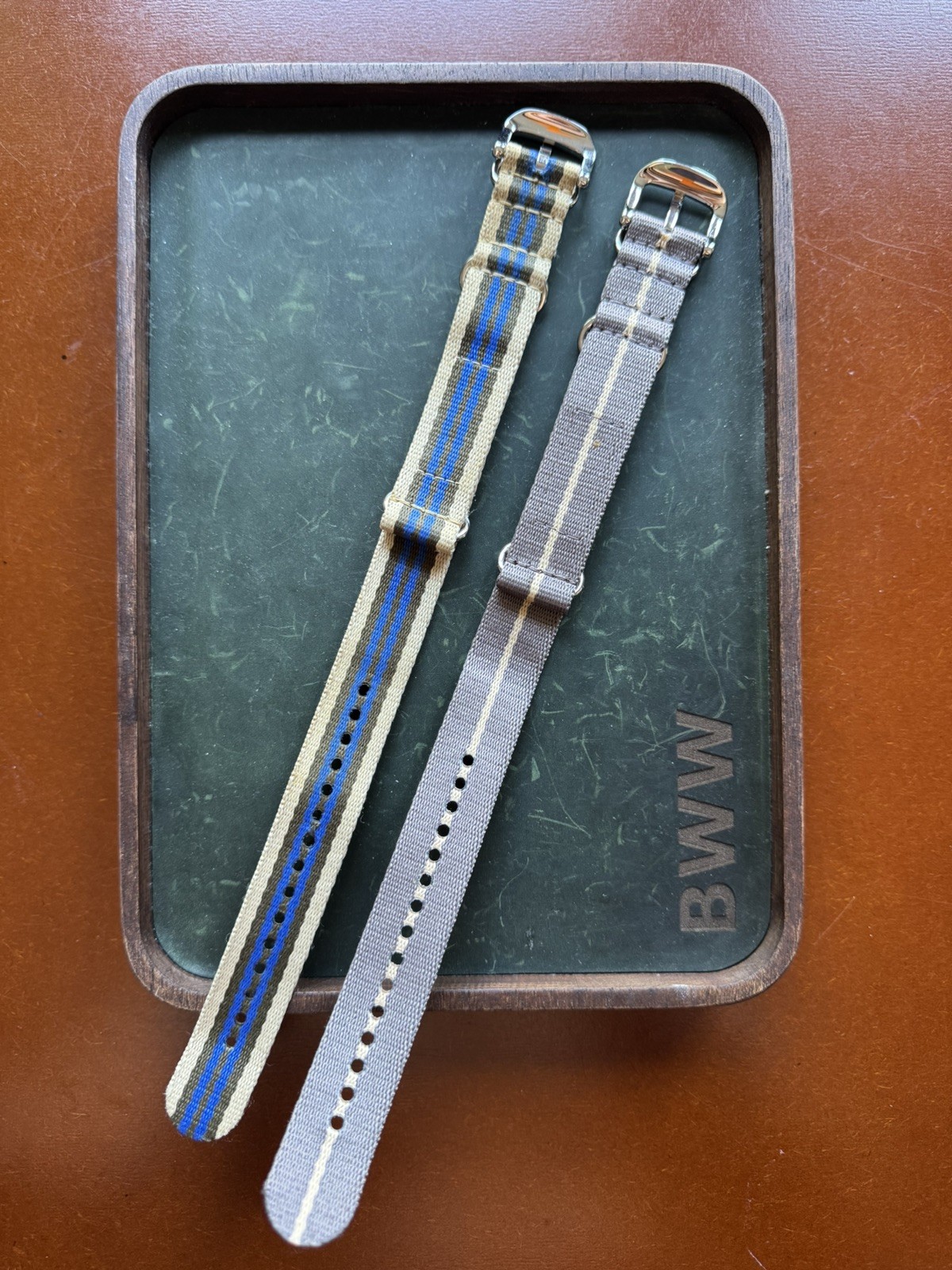 Set of TWO Shinola Nylon NATO Straps 20mm Striped Very Rare